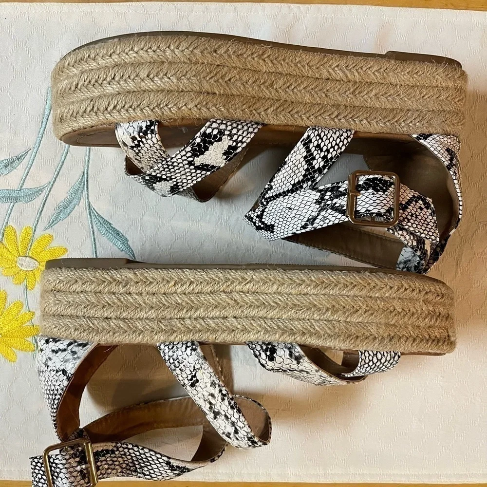 Bonnibel Snakeskin Print Black & White Espadrilles